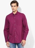 Wills Lifestyle Magenta Slim Fit Casual Shirt