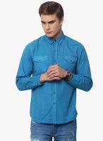 Yepme Blue Solid Slim Fit Casual Shirt