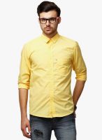 Yepme Yellow Solid Slim Fit Casual Shirt