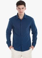 Zobello Blue Solid Slim Fit Casual Shirt