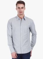 Zobello Grey Solid Slim Fit Casual Shirt