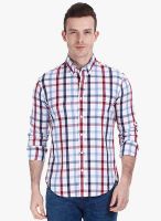 Zobello White Checked Slim Fit Casual Shirt