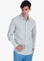 Zobello Yellow Checked Slim Fit Casual Shirt