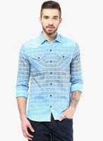 Atorse Checks Blue Casual Shirt