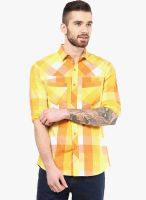 Atorse Checks Yellow Casual Shirt