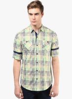 Atorse Green Checked Slim Fit Casual Shirt