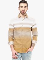 Atorse Printed Mustard Yellow Casual Shirt