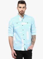 Atorse Solid Blue Casual Shirt
