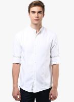 Atorse White Solid Slim Fit Casual Shirt