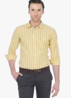 Basics Basics Casual Plain Yellow 100% Cotton Slim Shirt