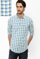 Basics Checks Aqua Blue Casual Shirt