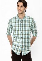 Basics Checks Aqua Blue Casual Shirt