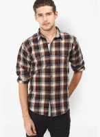 Basics Checks Brown Casual Shirt