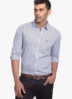 Basics Checks Light Blue Slim Fit Casual Shirt