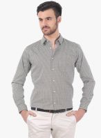Basics Grey Printed Slim Fit Casual Shirt