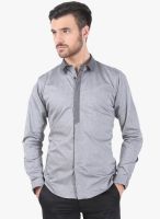 Basics Grey Solid Slim Fit Casual Shirt