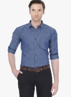 Basics Navy Blue Slim Fit Casual Shirt