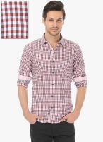 Basics Red Checks Slim Fit Casual Shirt