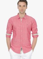 Basics Red Slim Fit Casual Shirt