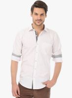 Basics Red Striped Slim Fit Casual Shirt