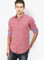 Basics Striped Red Casual Shirt