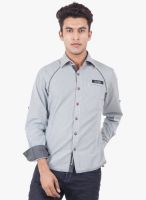 Blacksoul Grey Striped Slim Fit Casual Shirt