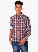 Blacksoul Maroon Checked Slim Fit Casual Shirt