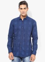 British Club Blue Checks Slim Fit Casual Shirt