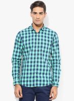 British Club Green Checks Slim Fit Casual Shirt
