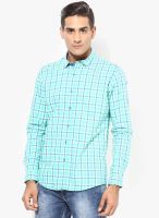British Club Green Checks Slim Fit Casual Shirt