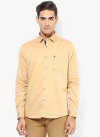 British Club Khaki Solid Slim Fit Casual Shirt