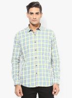 British Club Yellow Checks Slim Fit Casual Shirt