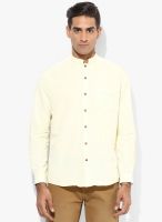 British Club Yellow Solid Slim Fit Casual Shirt