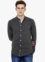 Camino Grey Solid Slim Fit Casual Shirt