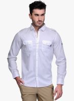 Canary London White Solid Slim Fit Casual Shirt