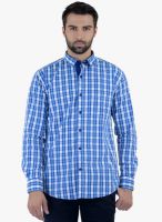 Cobb Blue Checked Slim Fit Casual Shirt