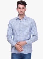 Crimsoune Club Blue Checked Slim Fit Casual Shirt