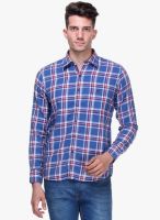 Crimsoune Club Blue Checked Slim Fit Casual Shirt