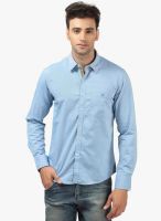 Crimsoune Club Blue Solid Slim Fit Casual Shirt