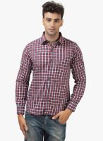 Crimsoune Club Red Checked Slim Fit Casual Shirt