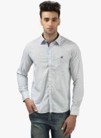 Crimsoune Club White Printed Slim Fit Casual Shirt