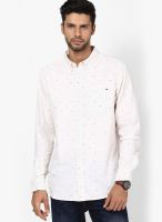 DC Off White Printed Regular Fit Casual Shirt