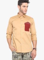 Exitplay Beige Regular Fit Casual Shirt