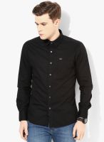 Flying Machine Black Solid Slim Fit Casual Shirt