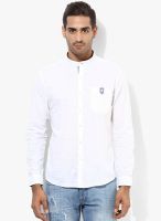 Flying Machine White Solid Regular Fit Casual Shirt