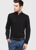 Forca By Lifestyle Black Slim Fit Casual Shirt