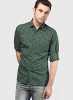 Forca By Lifestyle Green Slim Fit Casual Shirt