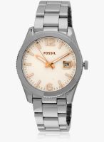 Fossil Es3728i Silver/White Analog Watch