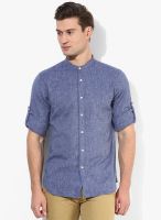Giordano Blue Solid Slim Fit Casual Shirt
