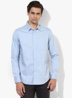 Giordano Blue Solid Slim Fit Casual Shirt